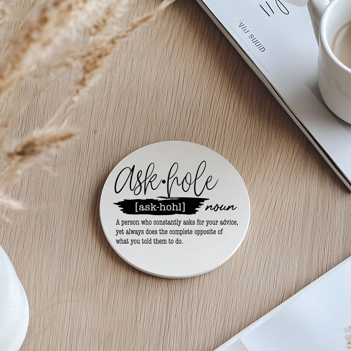 Humorous definition coasters for entertaining
Parent life ceramic coasters collection display